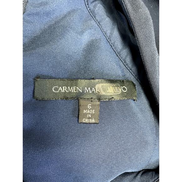 CARMEN MARC VALVO Kayla Cold Shoulder Ruffle Halter Neck Ball Gown Size 6 - Picture 6 of 10